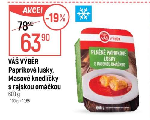 VÁŠ VÝBĚR Plněné paprikové lusky, Masové knedlíčky s rajskou omáčkou