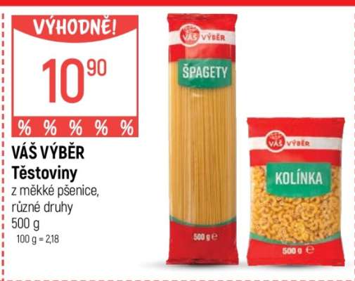 VÁŠ VÝBĚR Těstoviny