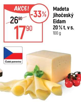 Madeta Jihočeský eidam 20 % t. v s.