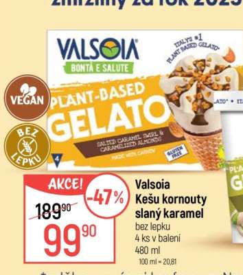 Valsoia Kešu kornouty slaný karamel