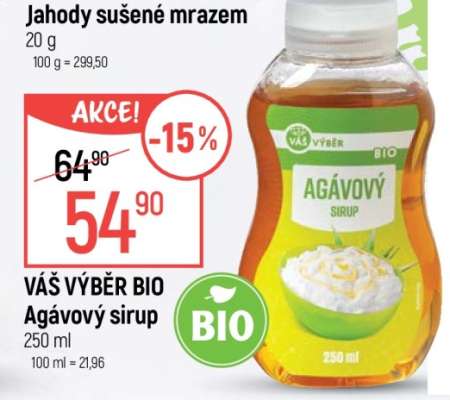 VÁŠ VÝBĚR BIO Agávový sirup