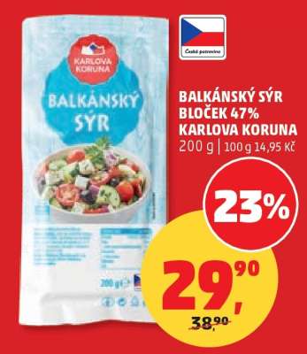Balkánský sýr bloček 47% Karlova Koruna