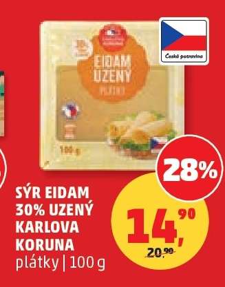 Sýr Eidam 30% Uzený Karlova Koruna