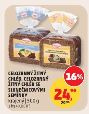 Celozrnný žitný chléb, celozrnný žitný chléb se slunečnicovými semínky
