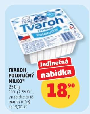 Tvaroh polotučný Milko