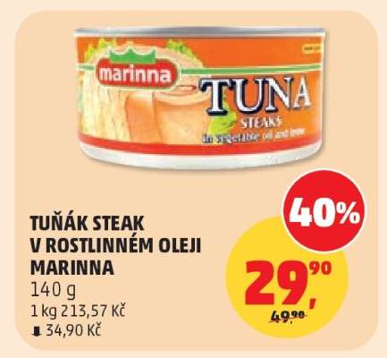 TUŇÁK STEAK V ROSTLINNÉM OLEJI MARINNA