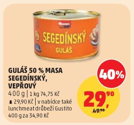 GULÁŠ 50 % MASA SEGEDÍNSKÝ, VEPŘOVÝ