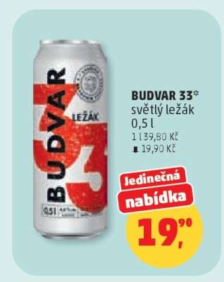 Budvar 33 světlý ležák 0,5 l