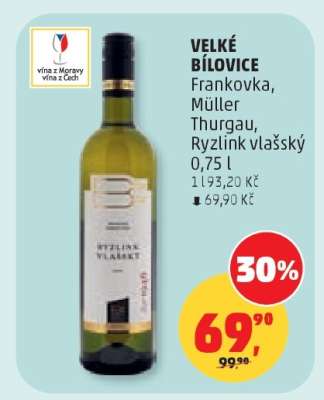 VELKÉ BÍLOVICE Frankovka, Müller Thurgau, Ryzlink vlašský