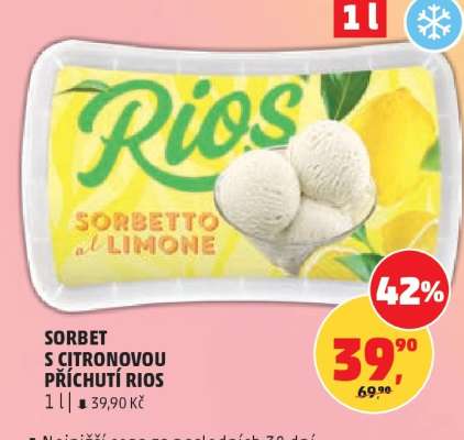 Sorbet s citronovou příchutí Rios