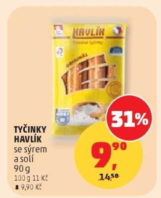 Tyčinky Havlík se sýrem a solí