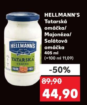 HELLMANN'S Tatarská omáčka/Majonéza/Salátová omáčka
