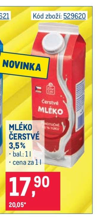 Mléko čerstvé 3,5 %