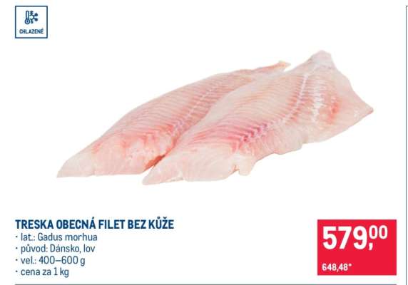 Treska obecná filet bez kůže