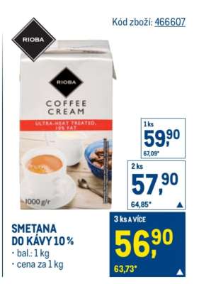 Smetana do kávy 10 %