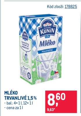 Mléko trvanlivé 1,5 %