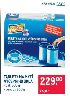 TABLETY NA MYTÍ VÝČEPNÍHO SKLA