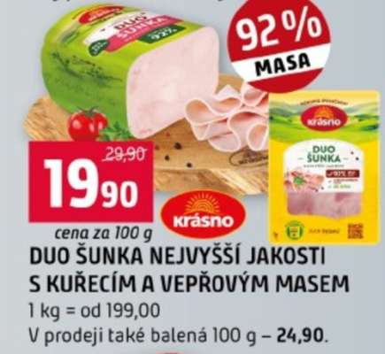 DUO ŠUNKA NEJVYŠŠÍ JAKOSTI S KUŘECÍM A VEPŘOVÝM MASEM