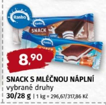SNACK S MLÉČNOU NÁPLNÍ
