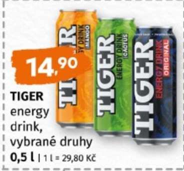 TIGER energy drink, vybrané druhy