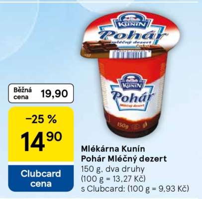 Mlékárna Kunín Pohár Mléčný dezert
