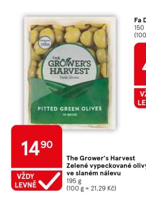 The Grower's Harvest Zelené vypeckované olivy ve slaném nálevu