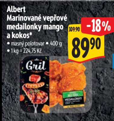 Albert Marinované vepřové medailonky mango a kokos
