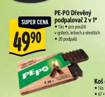 PE-PO Dřevěný podpalovač 2 v 1