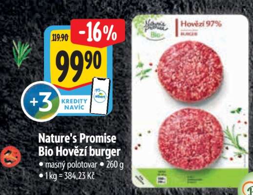 Nature’s Promise Bio Hovězí burger