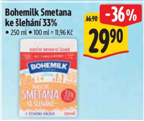 Bohemilk Smetana ke šlehání 33%