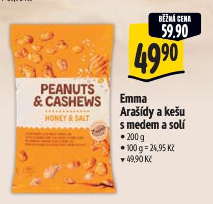 Emma Arašídy a kešu s medem a solí