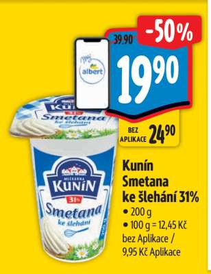 KUNÍN SMETANA KE ŠLEHÁNÍ 31 %