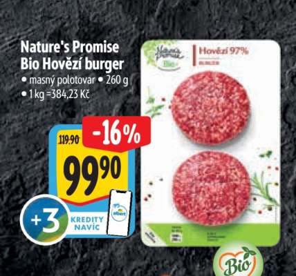 Nature’s Promise Bio Hovězí burger