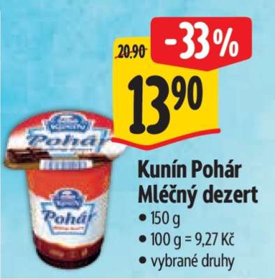Kunín Pohár mléčný dezert