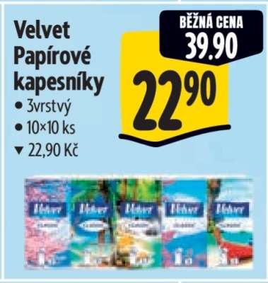 VELVET Papírové kapesníky