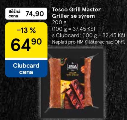 Tesco Grill Master Griller se sýrem