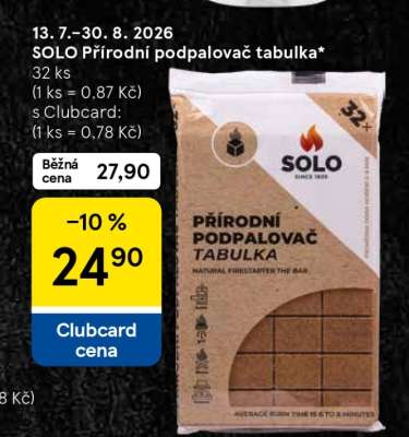 Solo Přírodní podpalovač tabulka