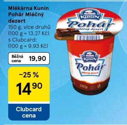 Mlékárna Kunín Pohár Mléčný dezert