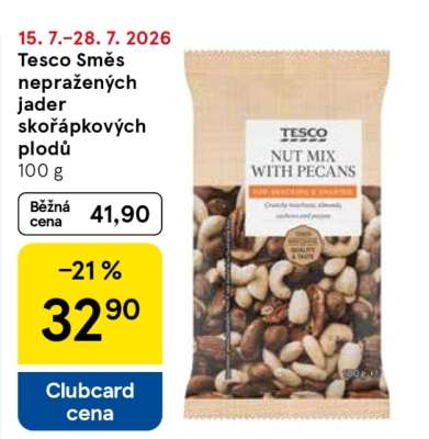Tesco Směs nepražených jader skořápkových plodů
