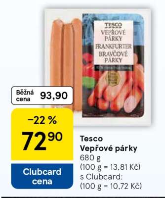 Tesco Vepřové párky