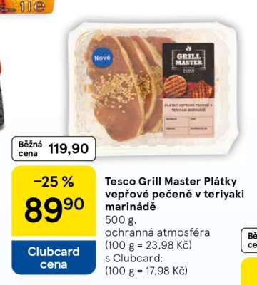 Tesco Grill Master Plátky vepřové pečeně v teriyaki marinádě