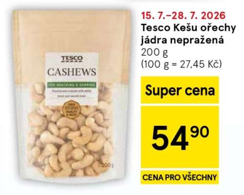 Tesco Kešu ořechy jádra nepražená
