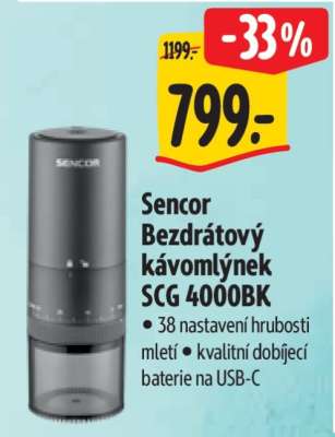 Sencor Bezdrátový kávomlýnek SCG 4000BK