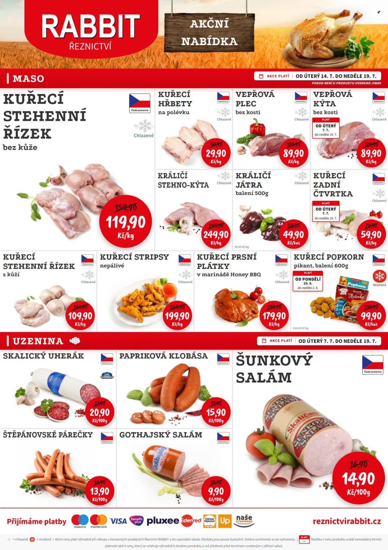 Leták RABBIT řeznictví - 14. 7. 2026 - 19. 7. 2026. Strana 1