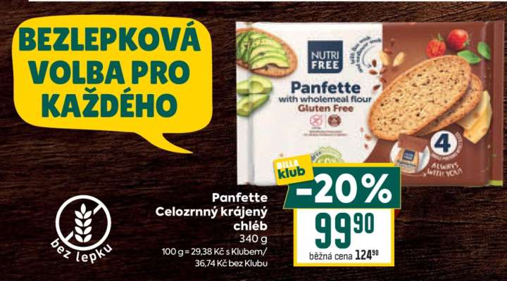 Panfette celozrnný krájený chléb