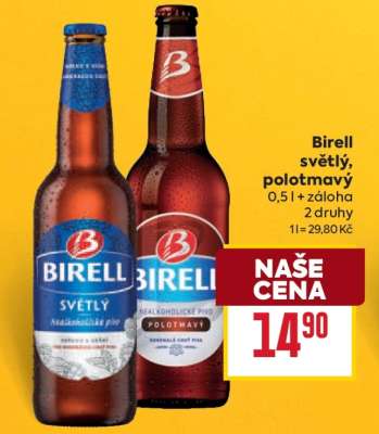 Birell světlý, polotmavý
