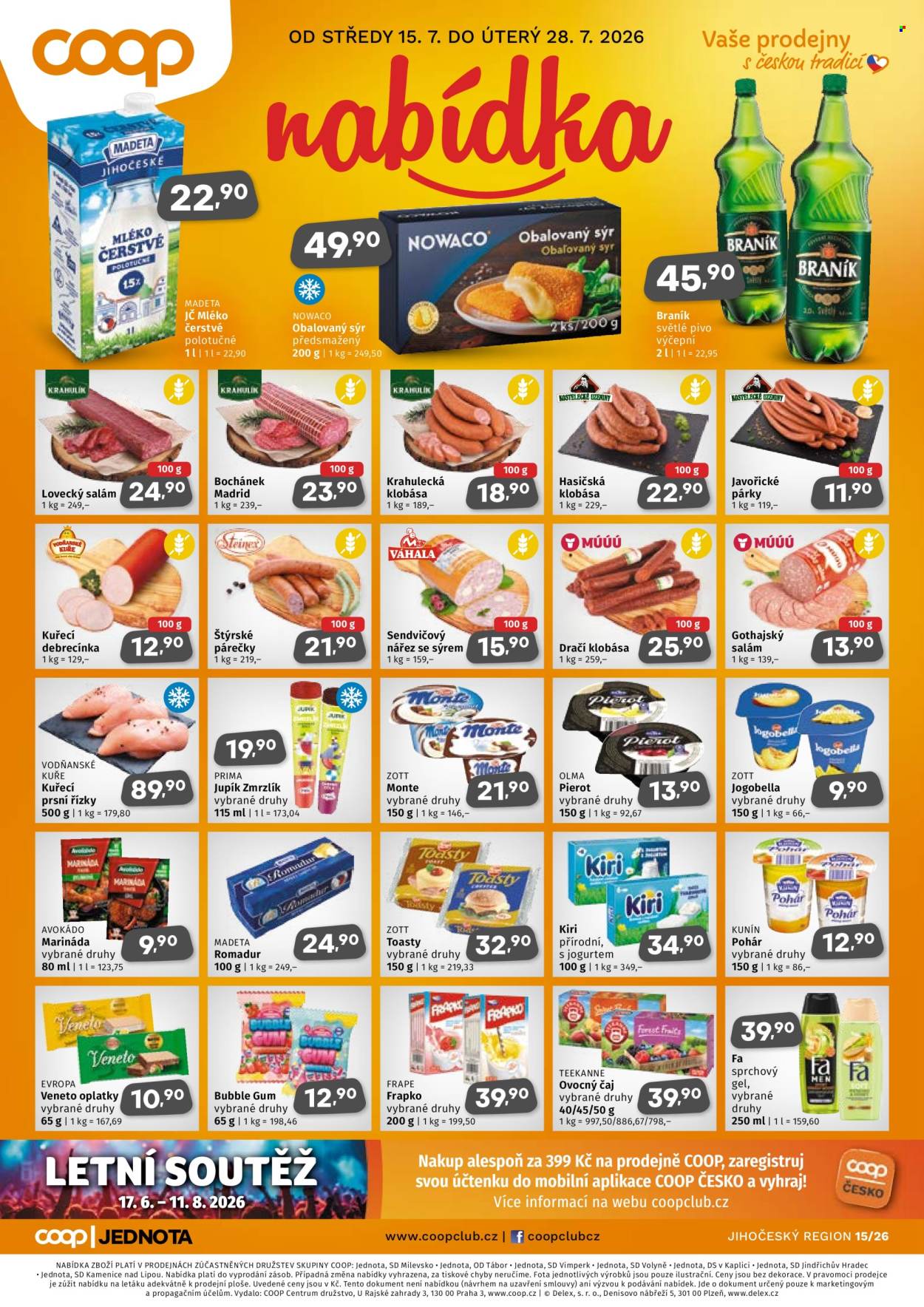 Leták coop JEDNOTA - 15. 7. 2026 - 28. 7. 2026. Strana 1