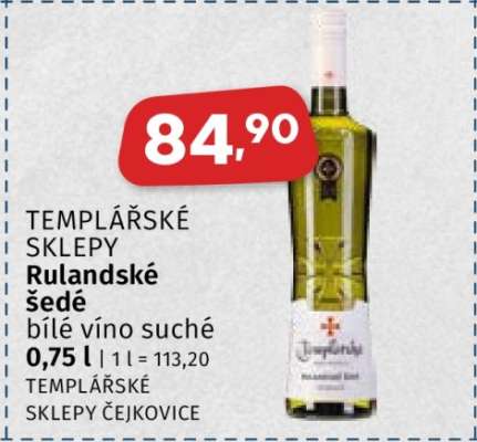 Templářské sklepy Rulandské šedé