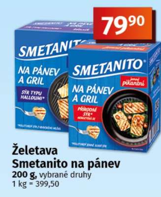 Želetava Smetanito na pánev