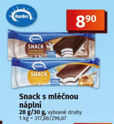 SNACK S MLÉČNOU NÁPLNÍ